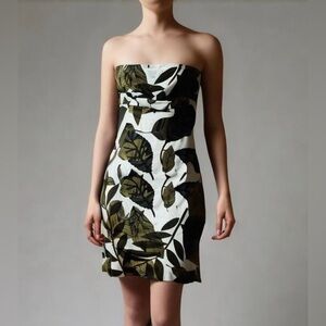 Green and white New York & Company strapless dress-size